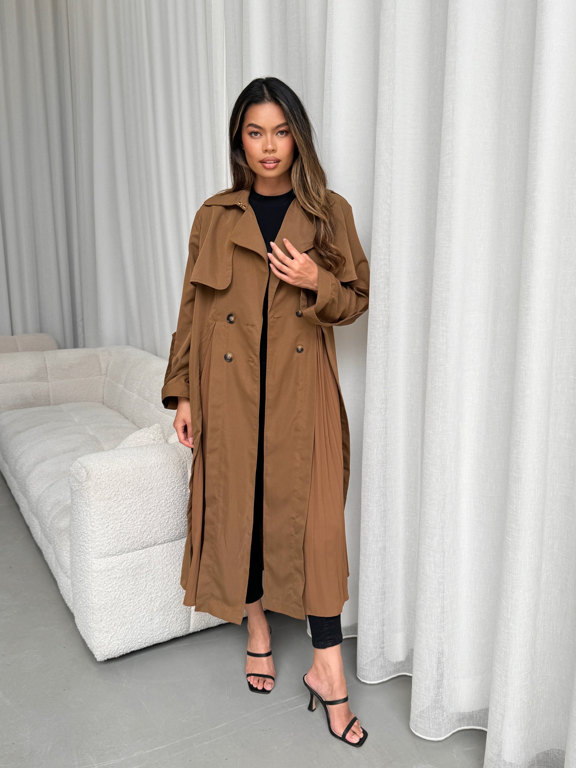 Pleated Trench Dress