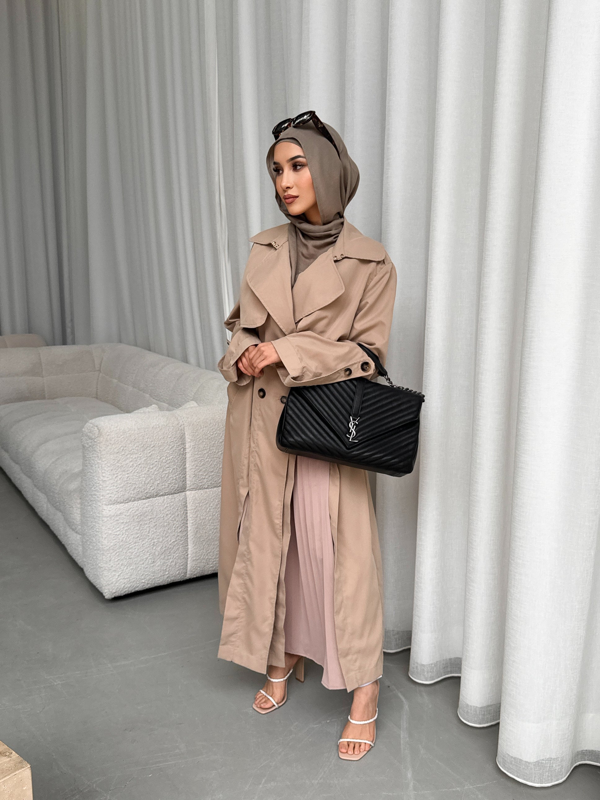 Pleated Trench Dress