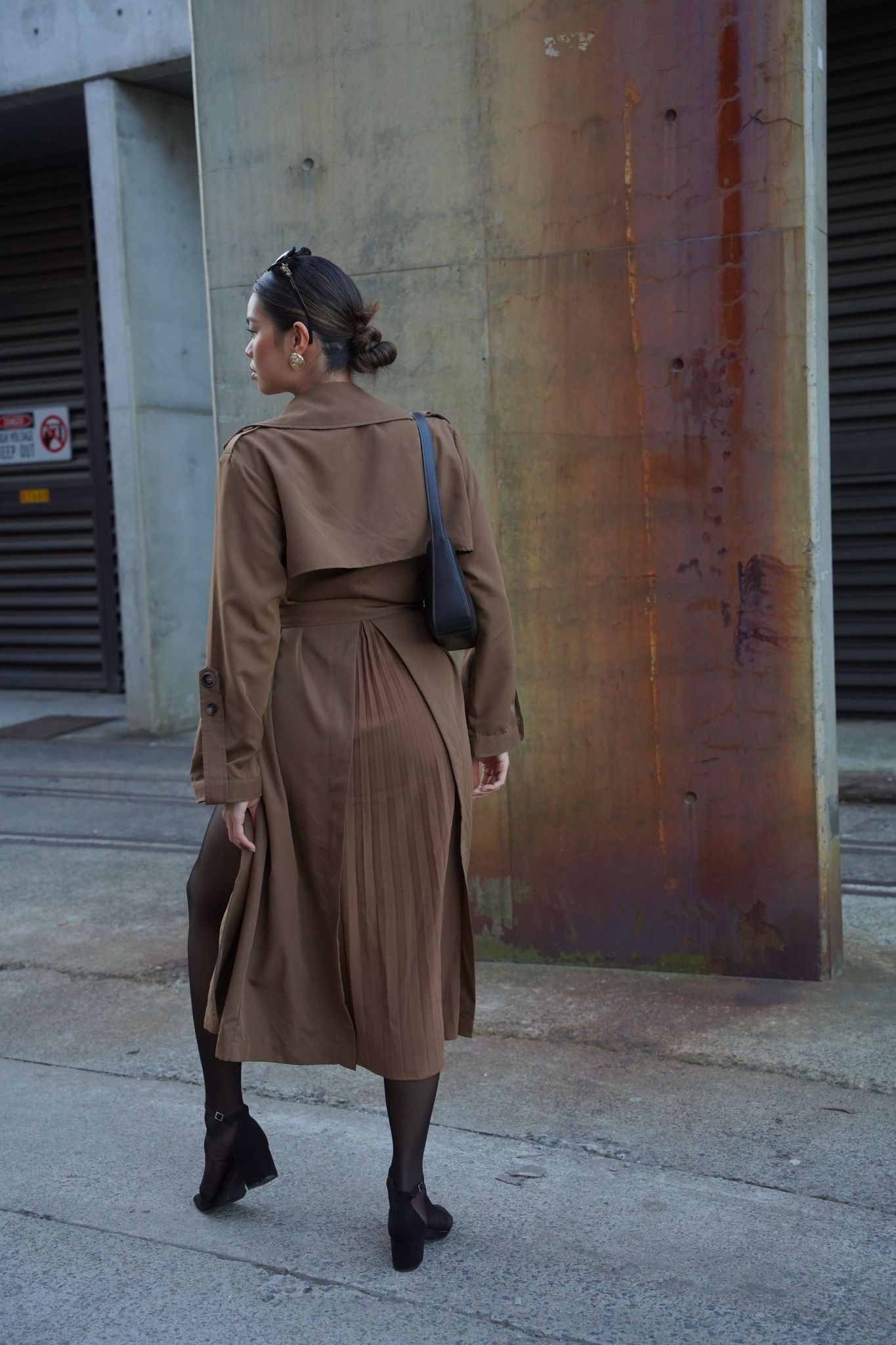 Pleated Trench Dress