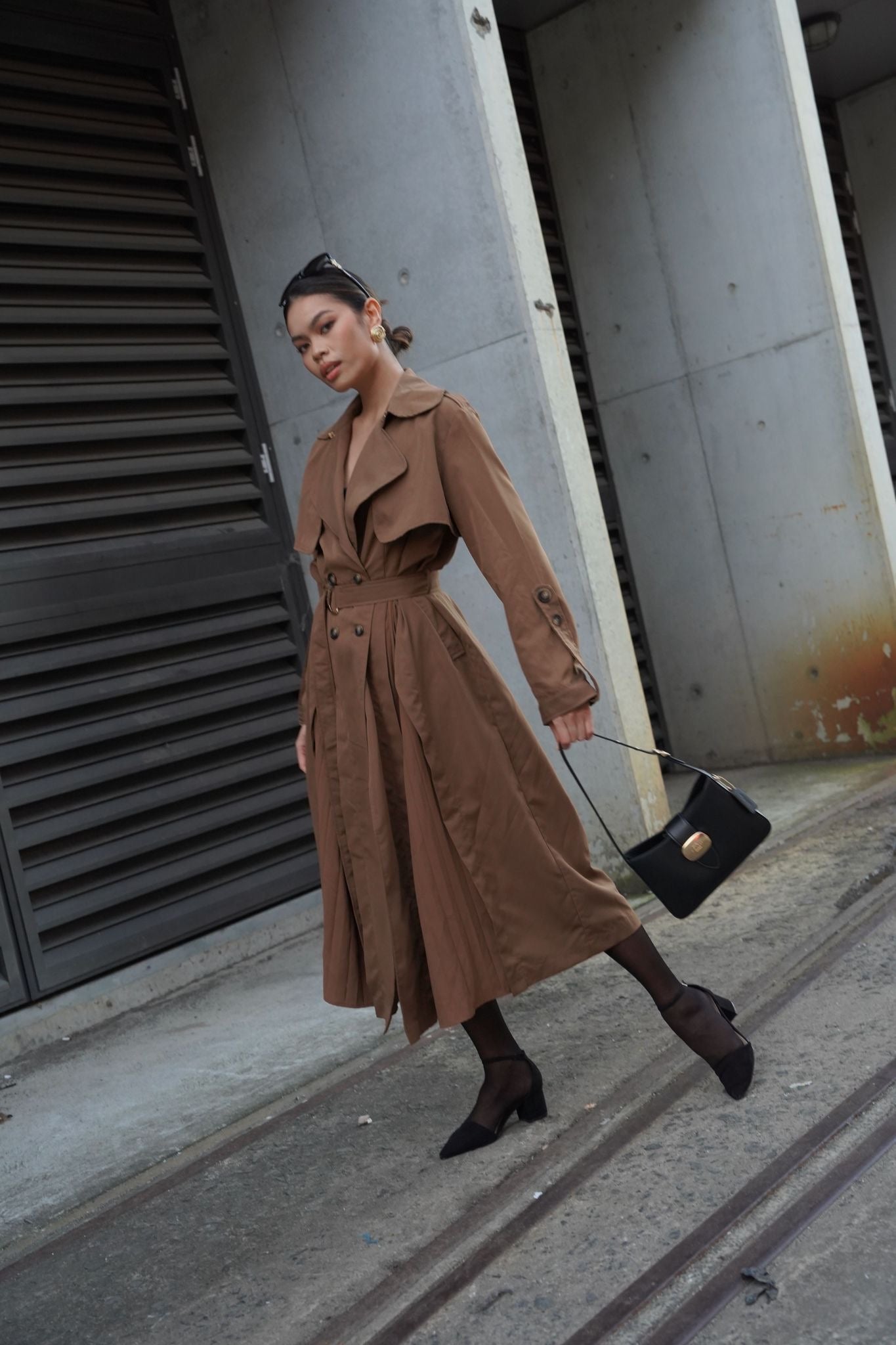 Pleated Trench Dress