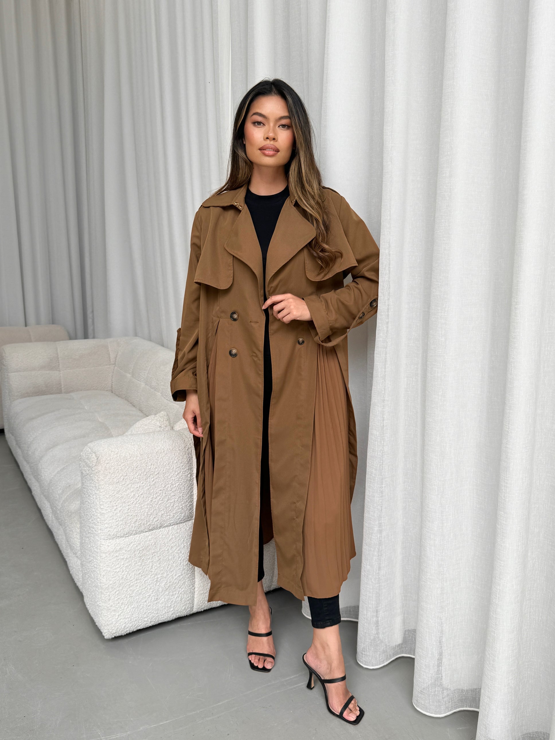 Pleated Trench Dress