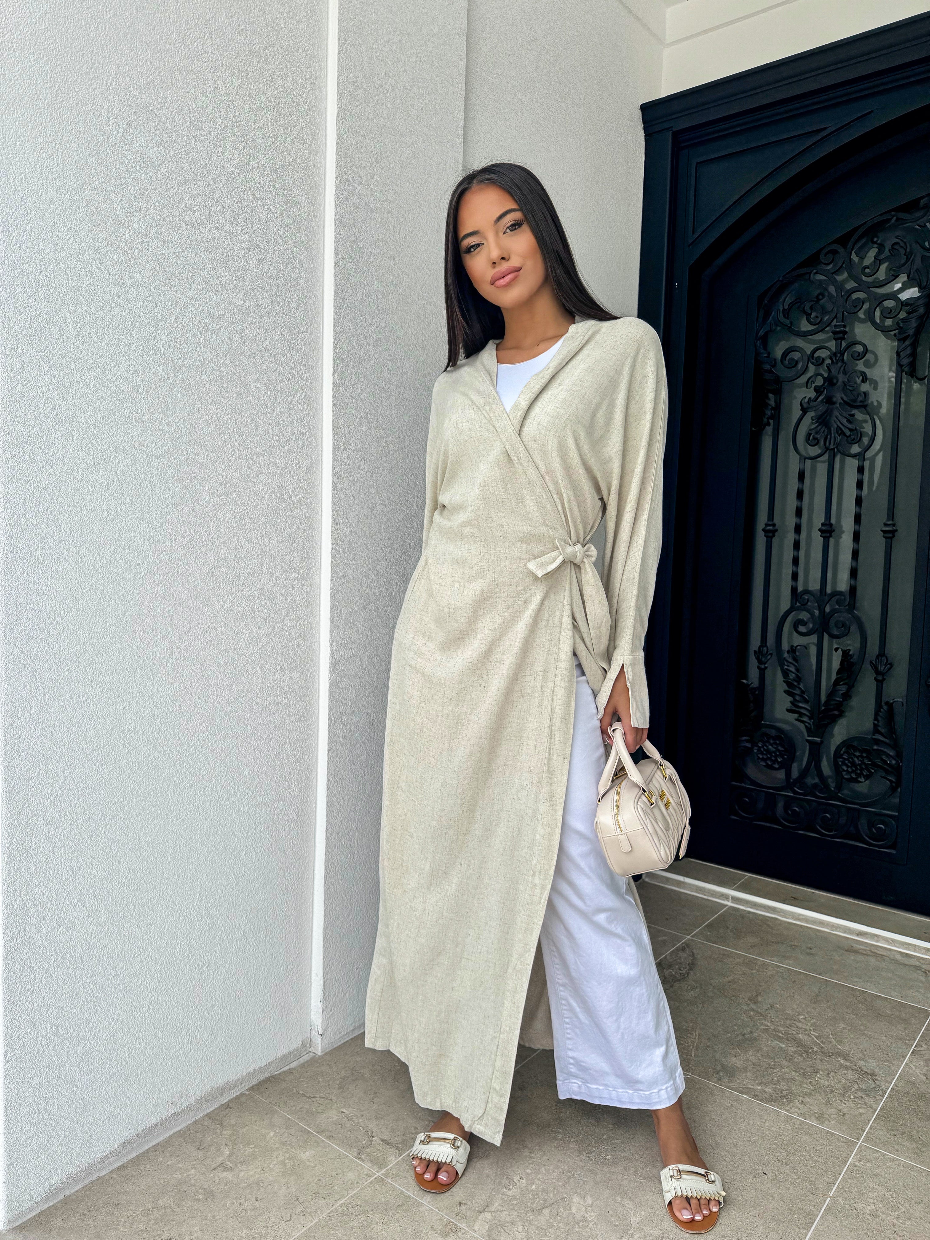 Maxi Wrap Linen Dress