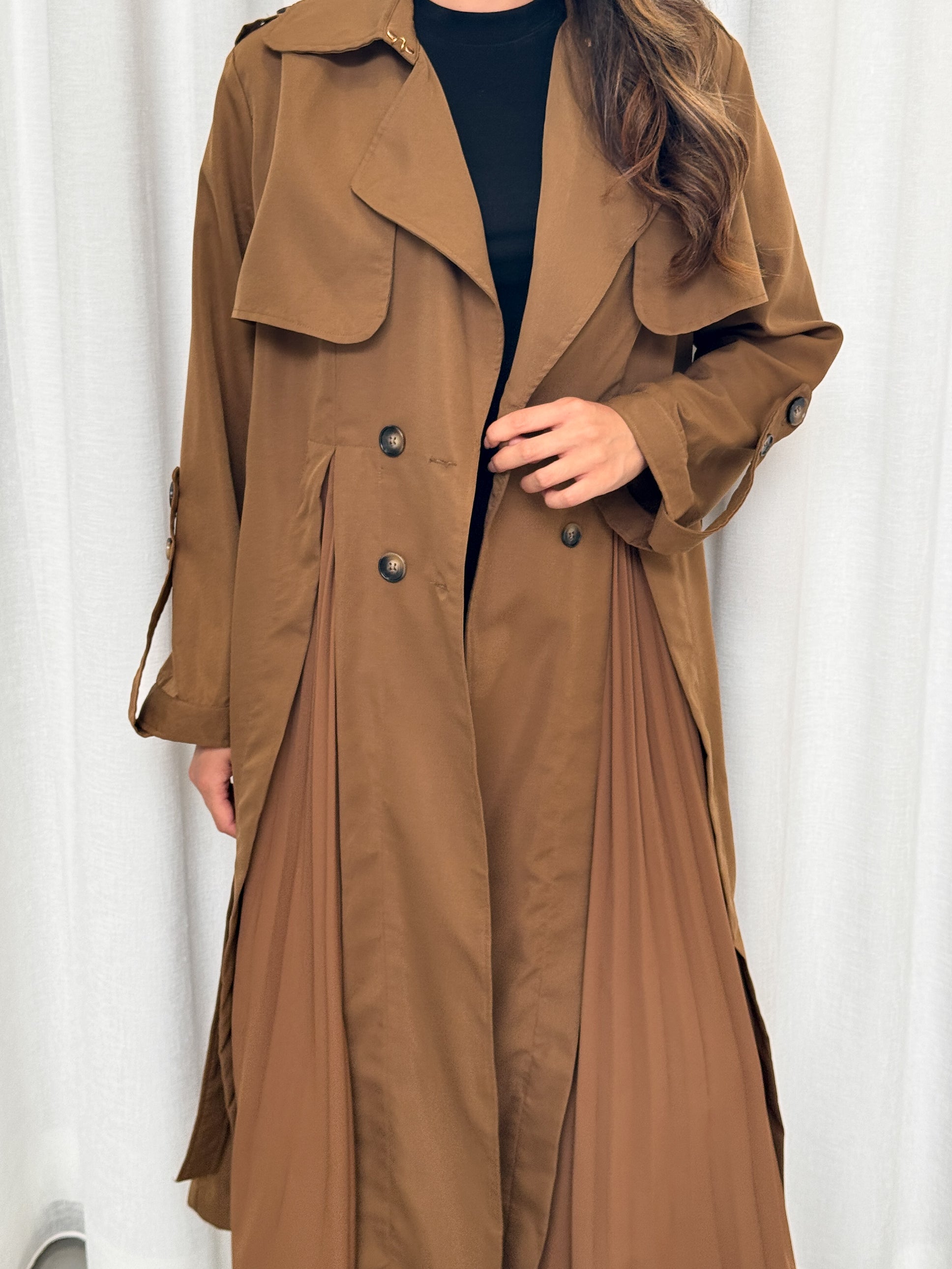 Pleated Trench Dress