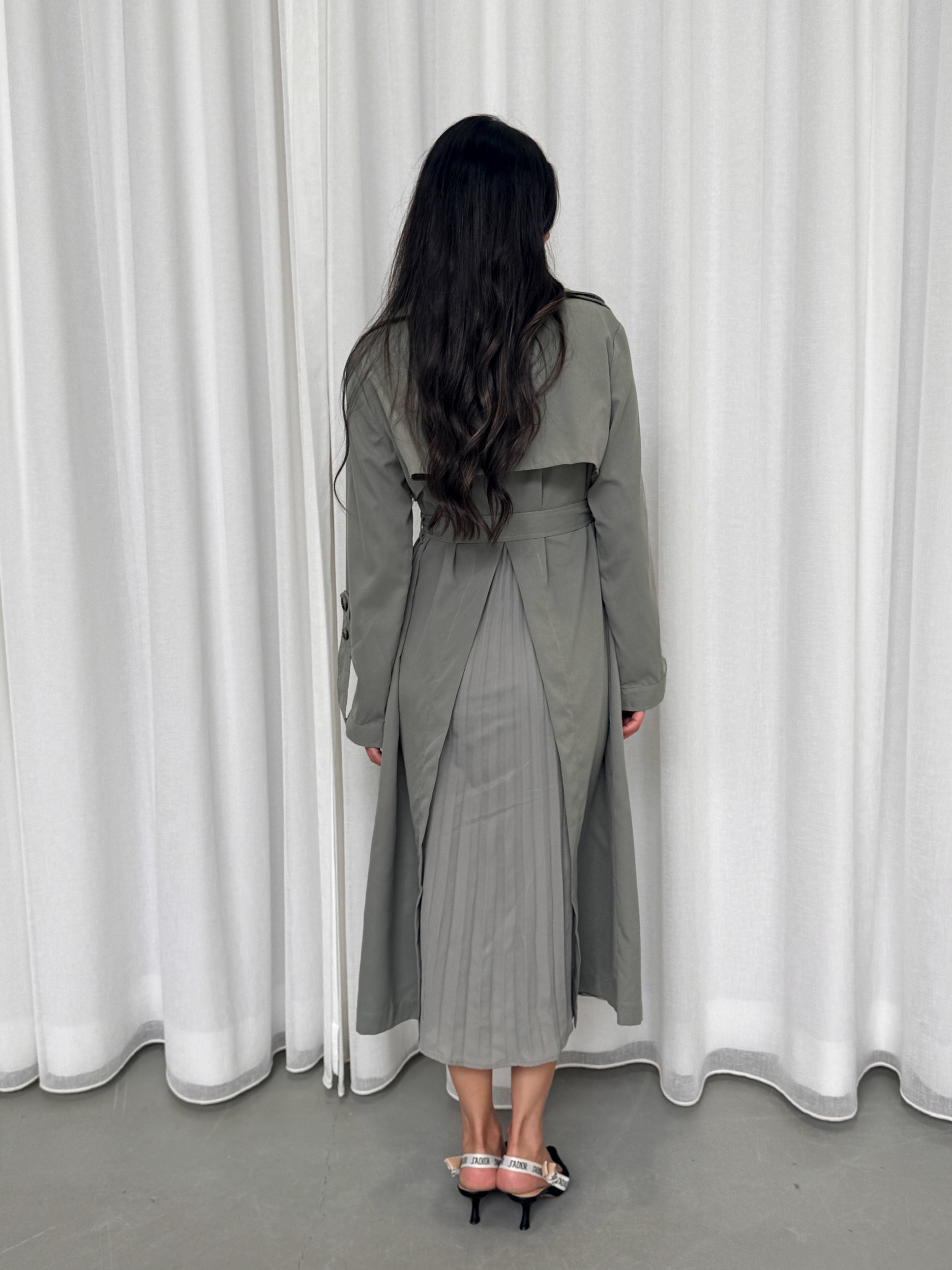 Pleated Trench Dress