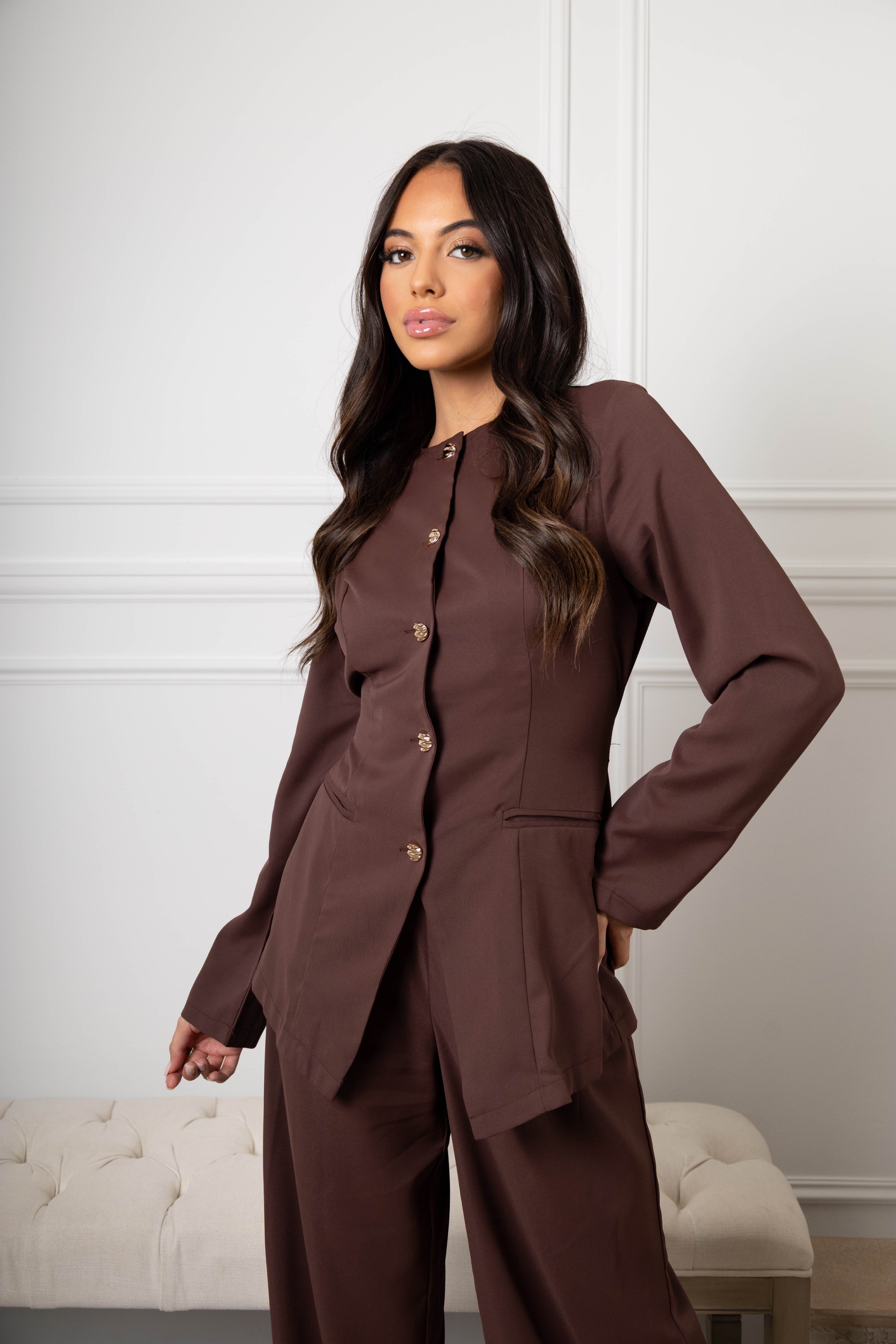 Nadirah Gold button suit