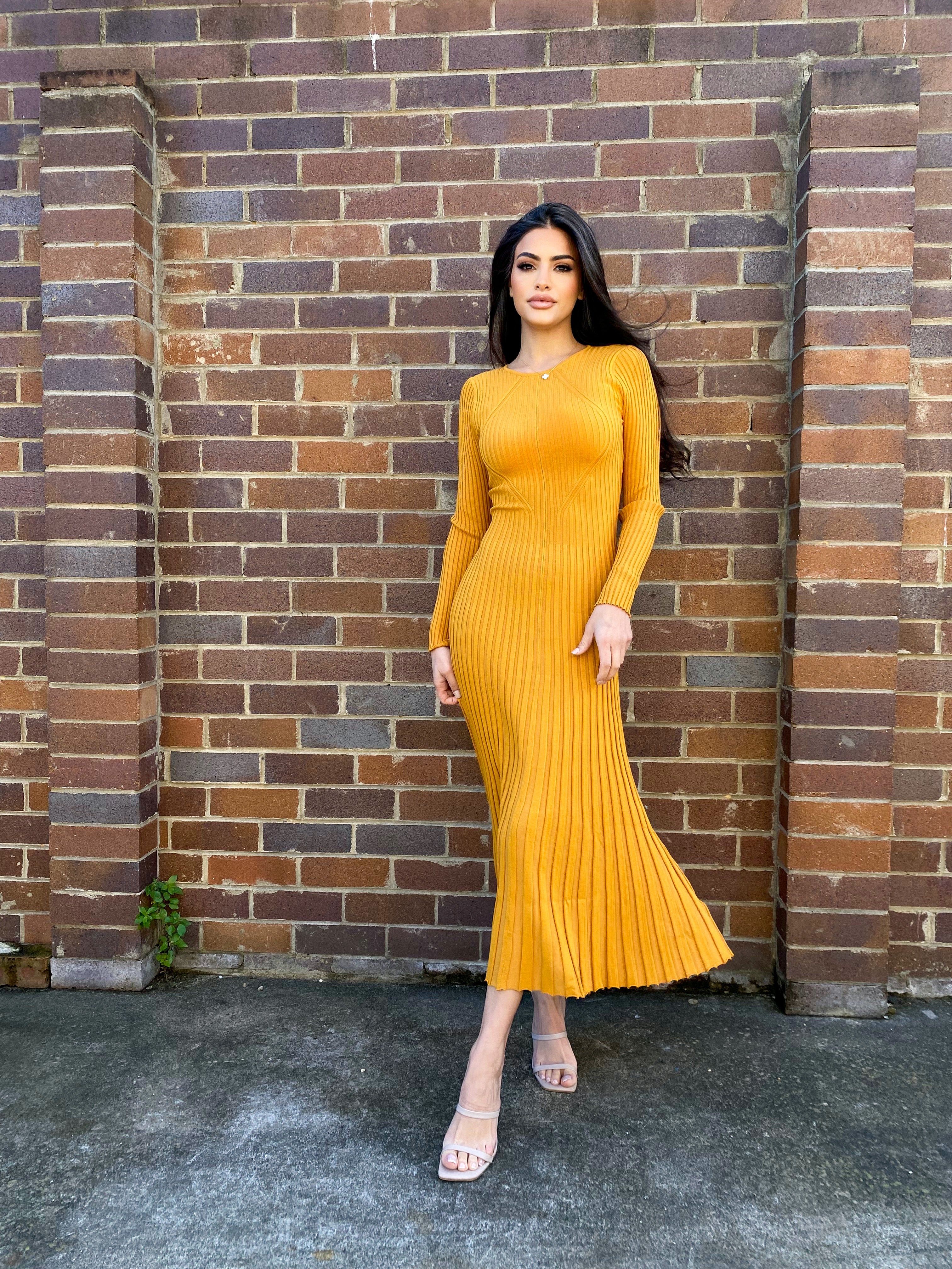 Mustard sales knit dress