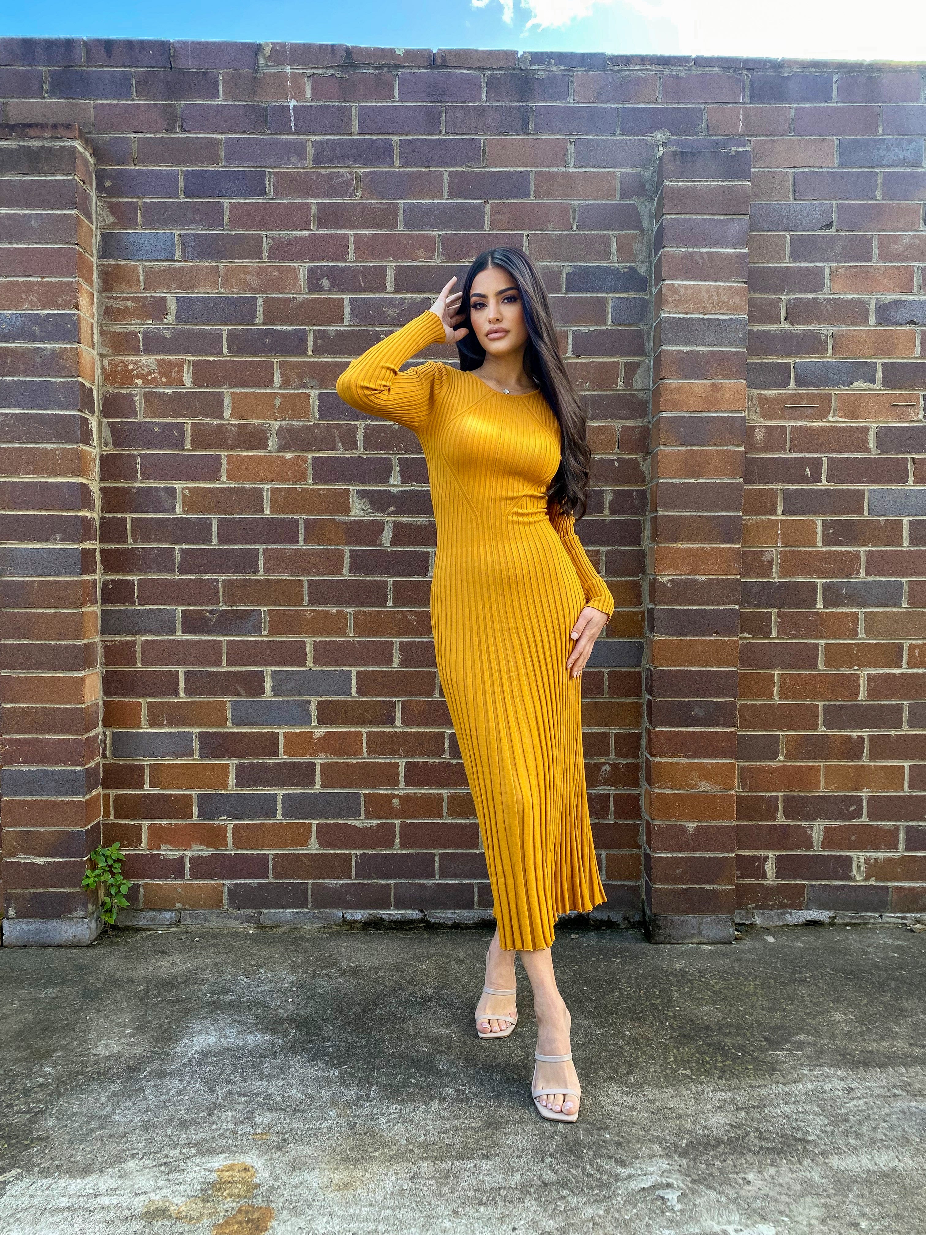 Mustard 2025 knit dress